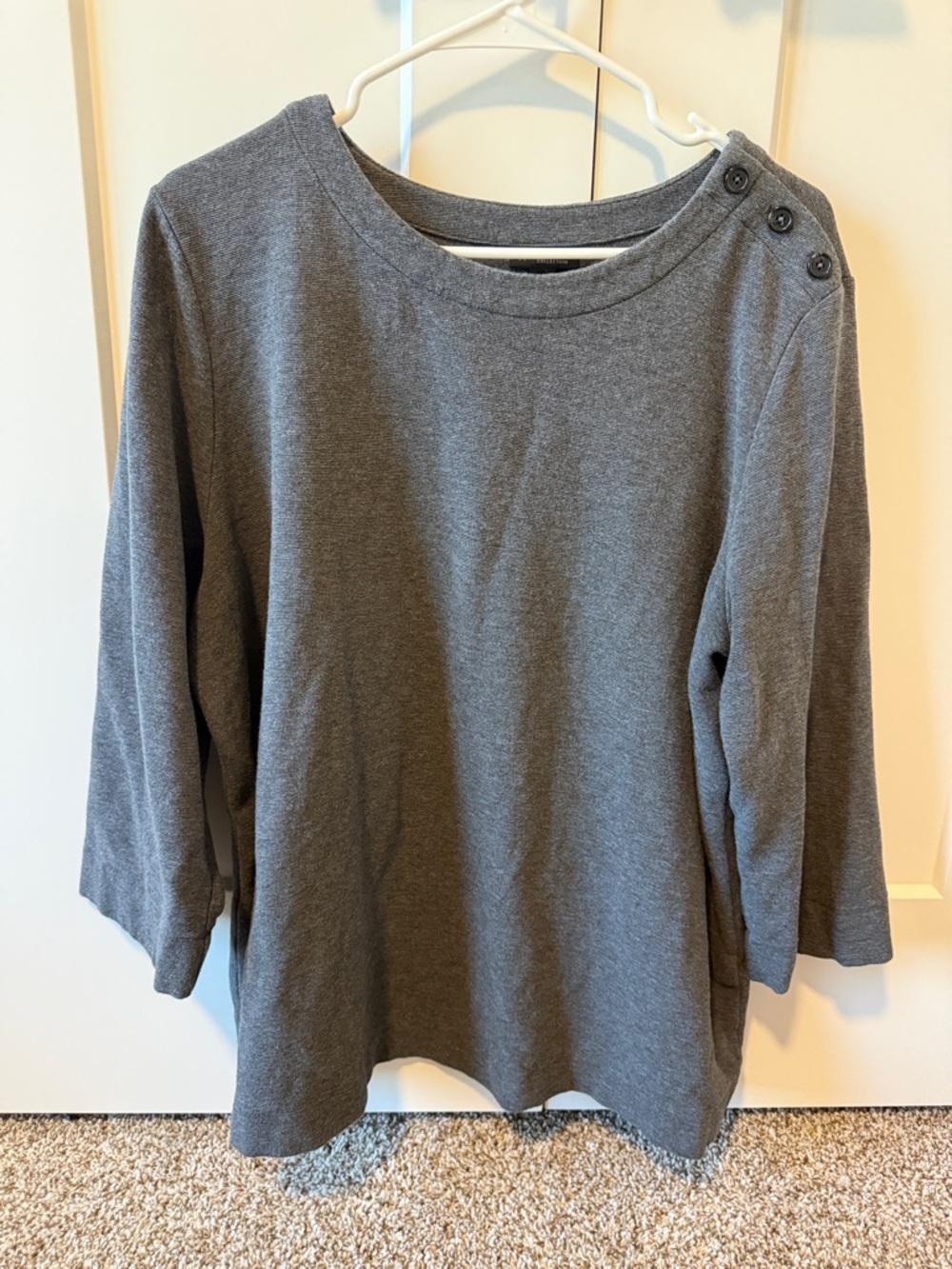 J. Jill Gray Button-Shoulder Three-Quarter Sleeve Top